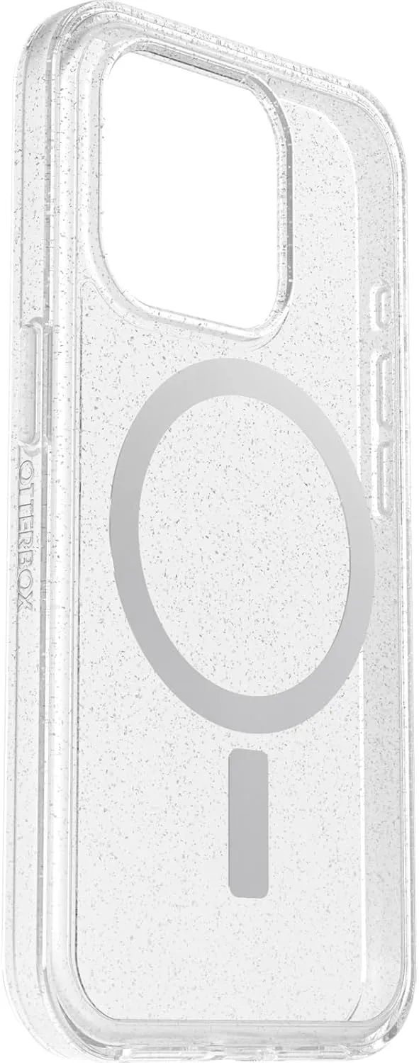 OtterBox iPhone 15 Pro (Only) Symmetry Series Clear Case - Stardust (Clear/Silver), Snaps to MagSafe, Ultra-Sleek, Raised Edges Protect Camera & Screen