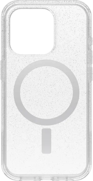 OtterBox iPhone 15 Pro (Only) Symmetry Series Clear Case - Stardust (Clear/Silver), Snaps to MagSafe, Ultra-Sleek, Raised Edges Protect Camera & Screen