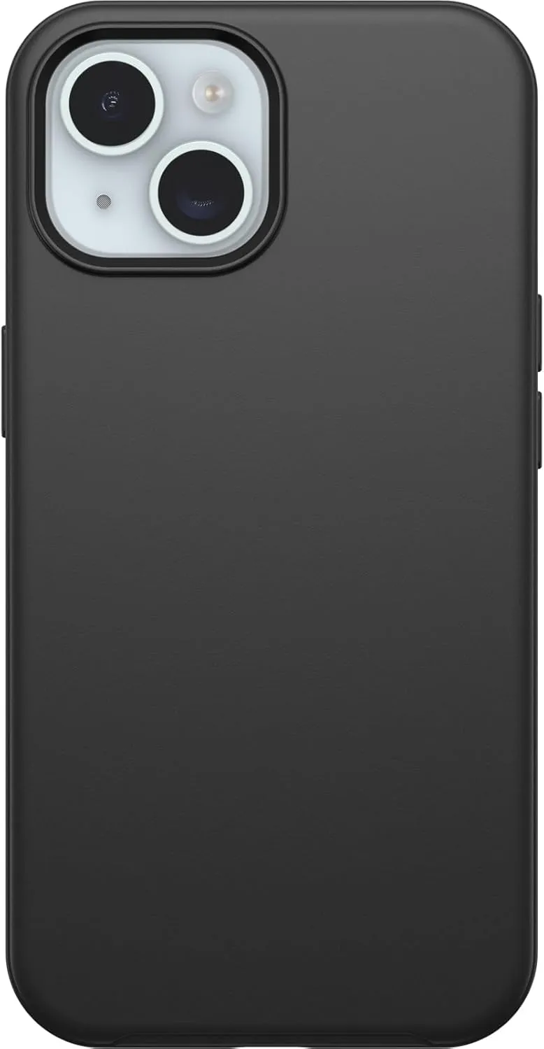 OtterBox iPhone 16e, 15, 14, & 13 Symmetry Series Case - BLACK, snaps to MagSafe, ultra-sleek, raised edges protect camera & screen (ships in polybag)