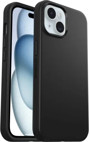 OtterBox iPhone 16e, 15, 14, & 13 Symmetry Series Case - BLACK, snaps to MagSafe, ultra-sleek, raised edges protect camera & screen (ships in polybag)