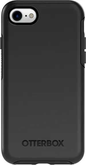 OtterBox iPhone SE 3rd/2nd Gen, iPhone 8/7 (not Compatible with Plus Sized Models) Symmetry Series Case - Black, Ultra-Sleek, Wireless Charging Compatible, Raised Edges Protect Camera & Screen