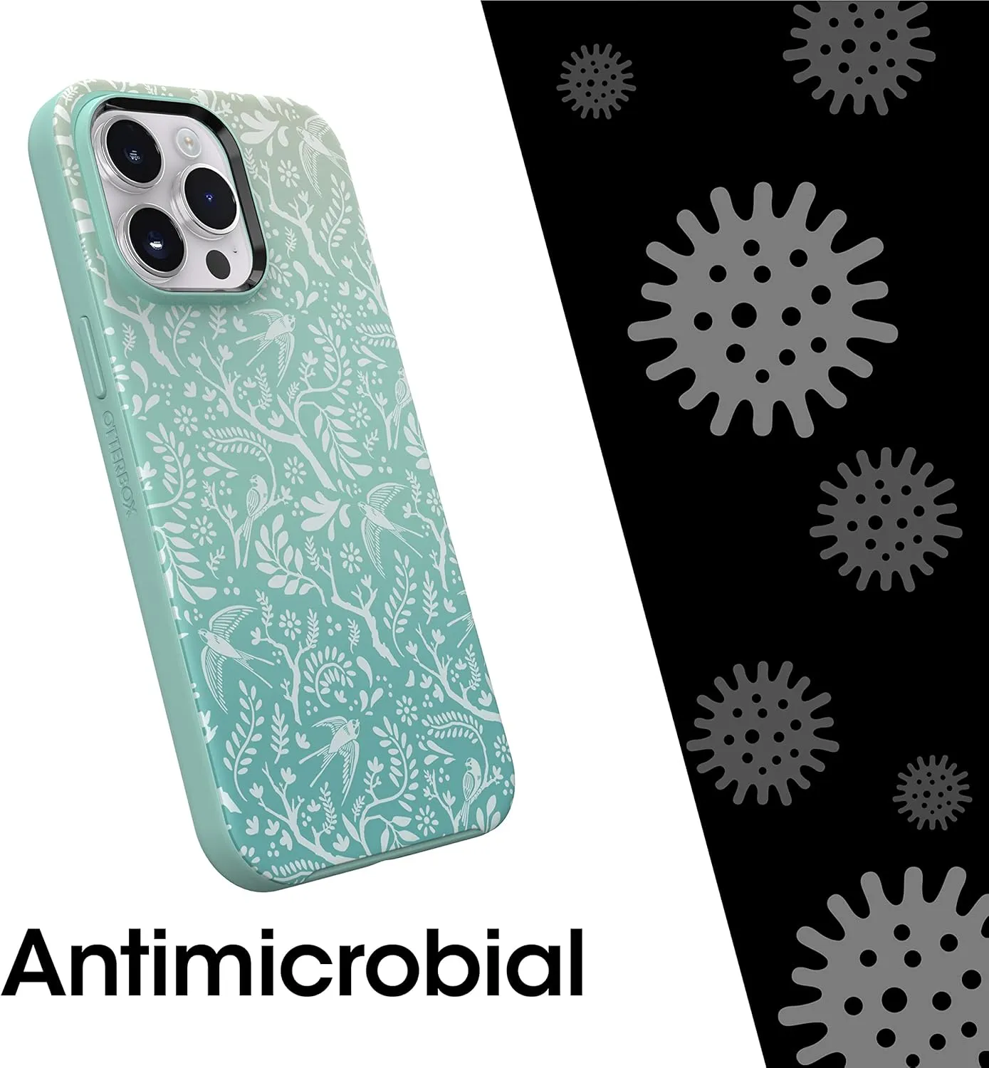 OtterBox Symmetry Series Series  Graphics Antimicrobial Case with MagSafe for iPhone 14 Pro Max (ONLY) - Feathers and Ferns (Green)