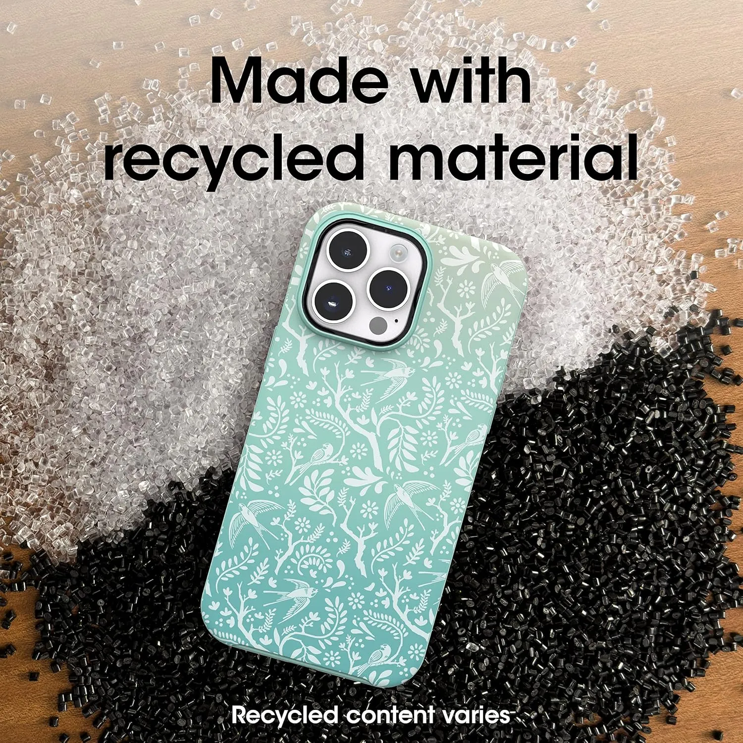 OtterBox Symmetry Series Series  Graphics Antimicrobial Case with MagSafe for iPhone 14 Pro Max (ONLY) - Feathers and Ferns (Green)