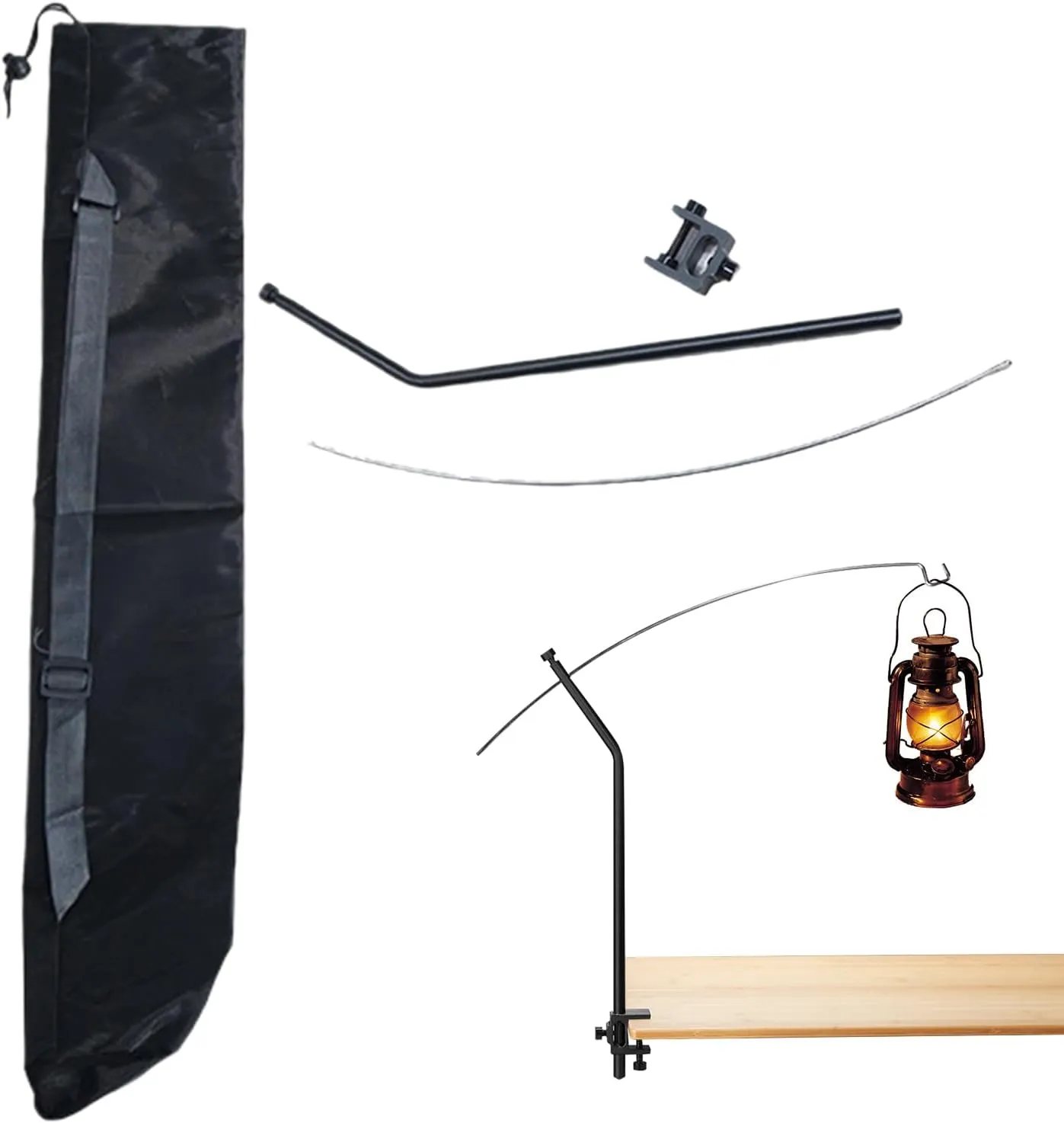 Outdoor Lantern Holder - Tabletop Lamp Support, Portable Light Stand | Patio Picnic Gear, Lightweight Aluminum Desk Lamp Mount, Illumination Frame Parts, Mounting Clamp for Trekking Hiking