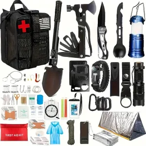 Outdoor Survival Kit with Molle System and Emergency Tent