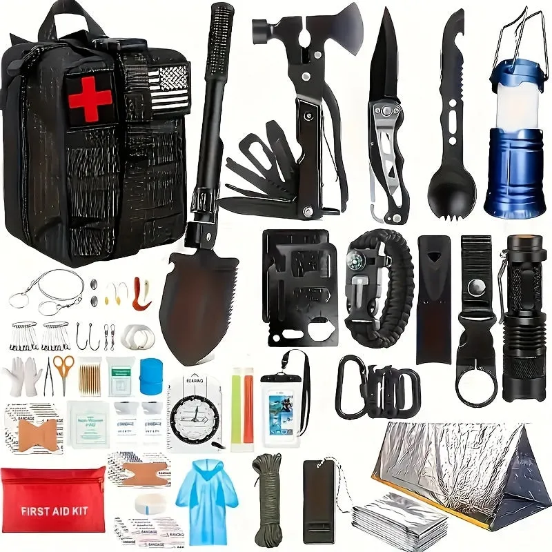 Outdoor Survival Kit with Molle System and Emergency Tent