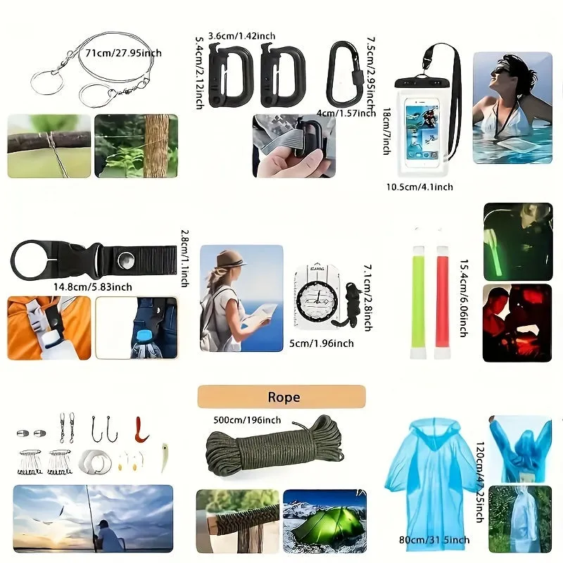 Outdoor Survival Kit with Molle System and Emergency Tent