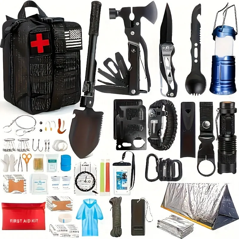 Outdoor Survival Kit with Molle System and Emergency Tent