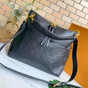 Outstanding MAIDA COWHIDE HOBO Vuitton EMBOSSED Louis 33CM BLACK GRAINED Holiday sale MONOGRAM