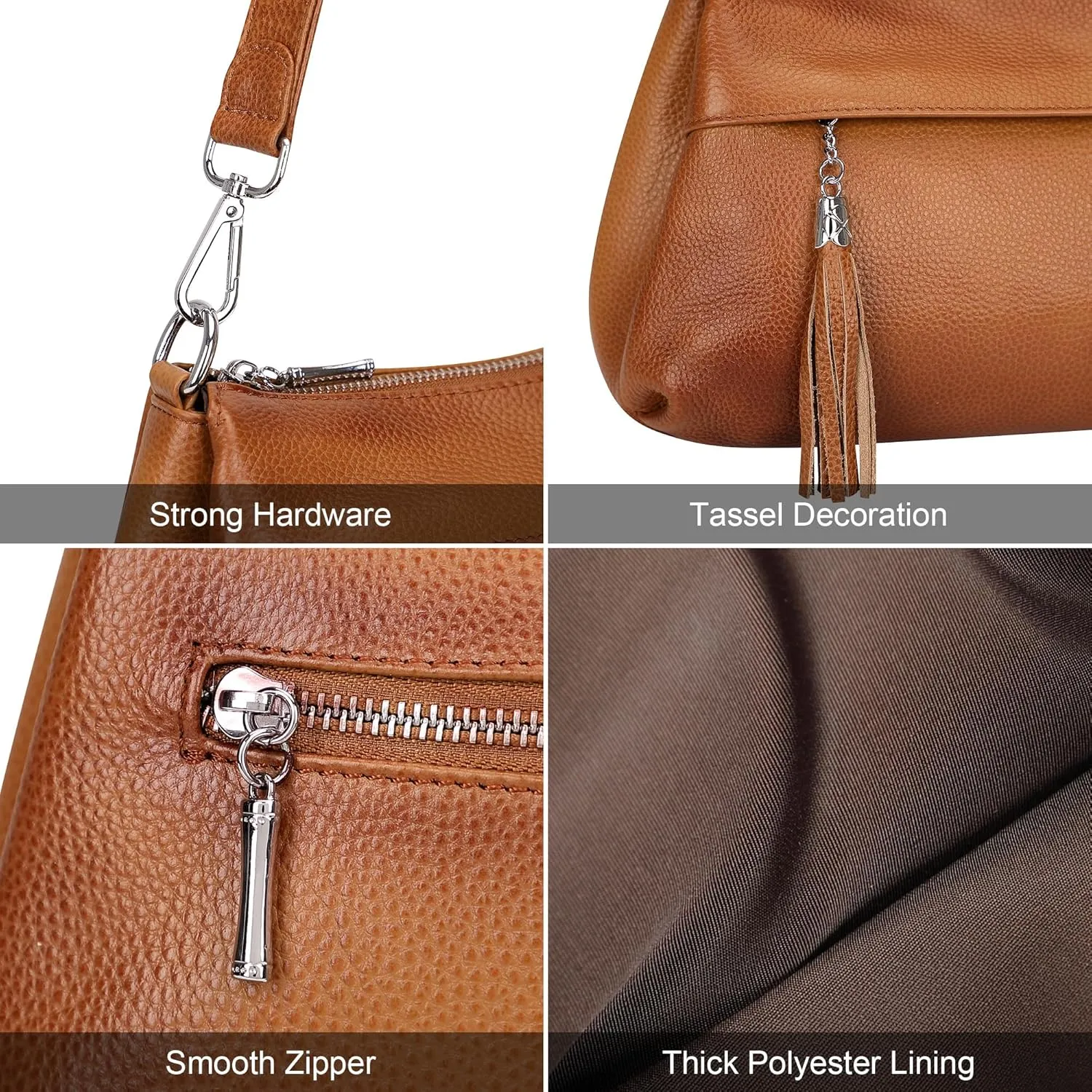 Over Earth Leather Handbags for Women Small Hobo Shoulder Bag Ladies Crossbody Purse