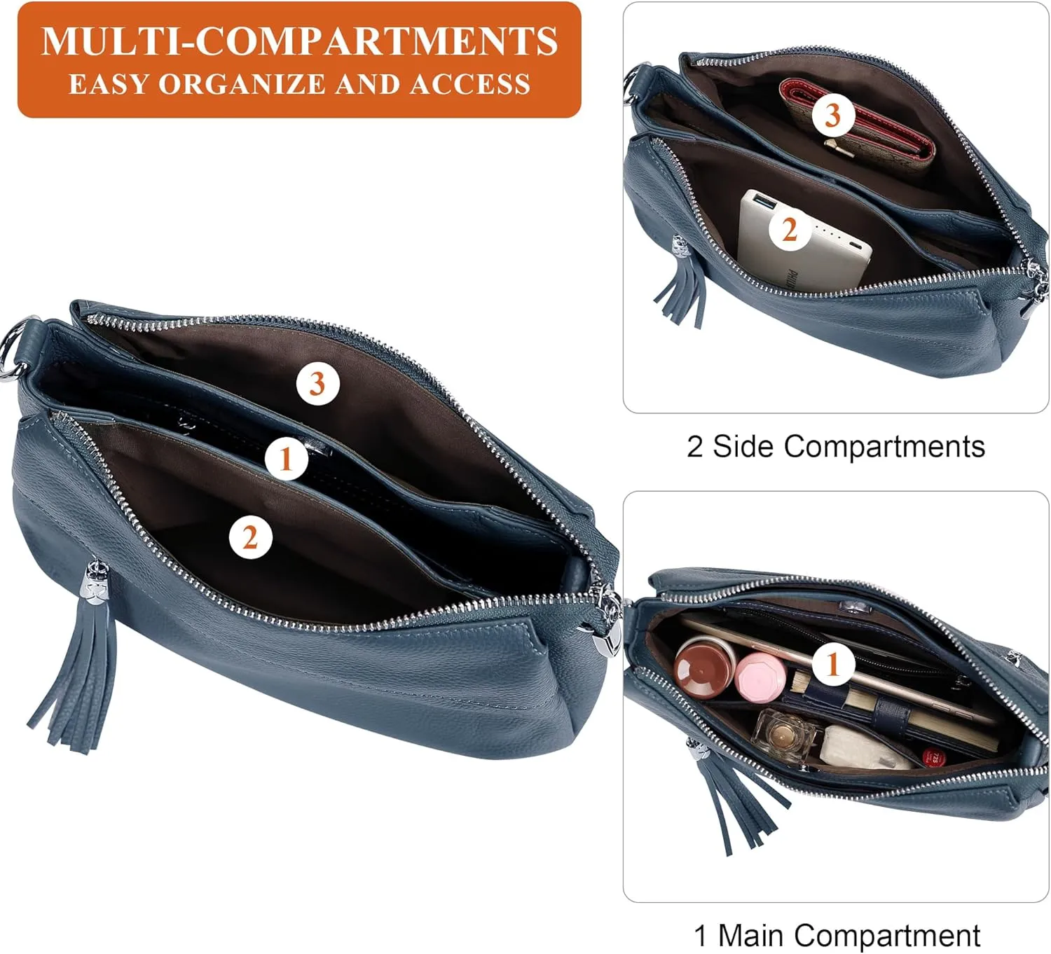 Over Earth Leather Handbags for Women Small Hobo Shoulder Bag Ladies Crossbody Purse