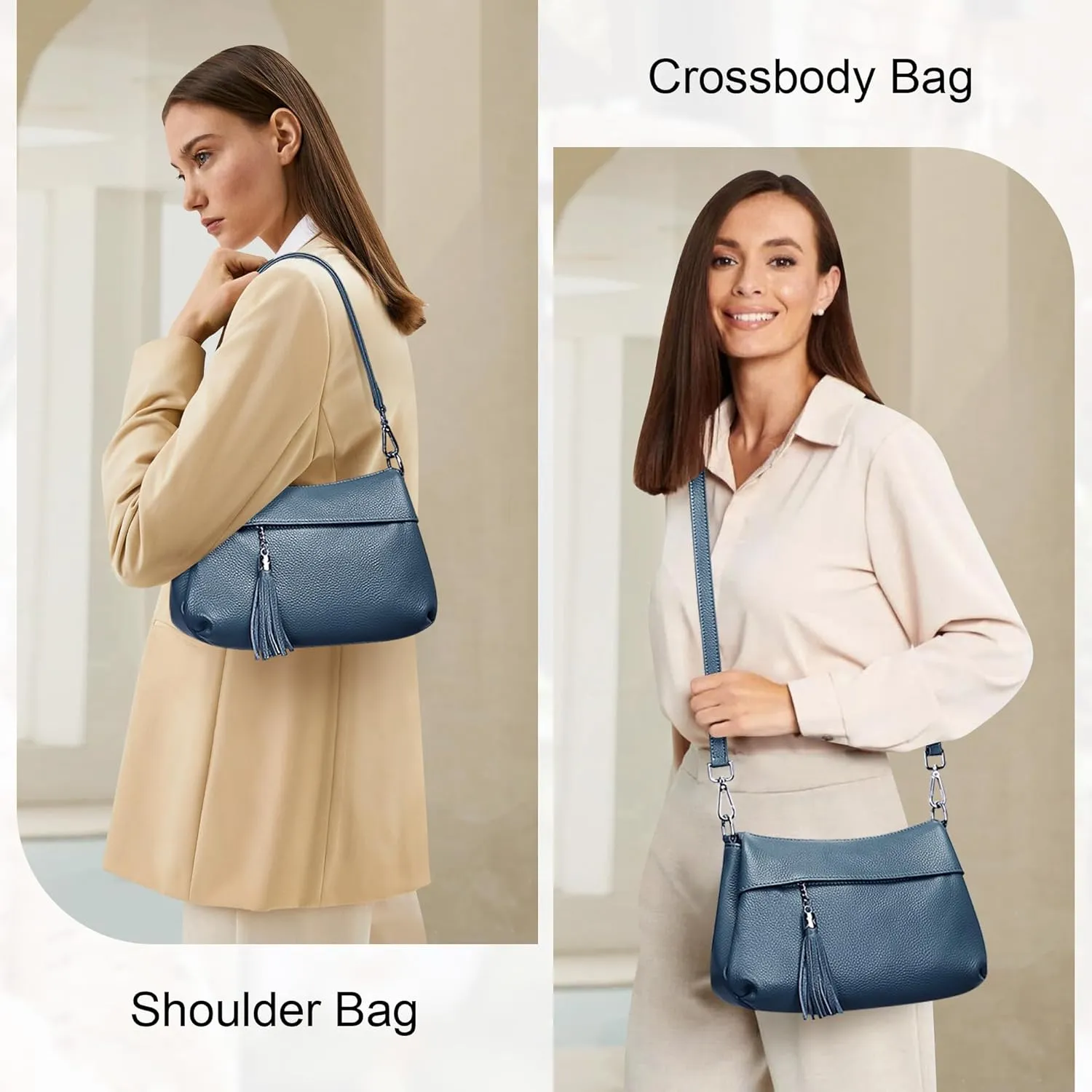 Over Earth Leather Handbags for Women Small Hobo Shoulder Bag Ladies Crossbody Purse