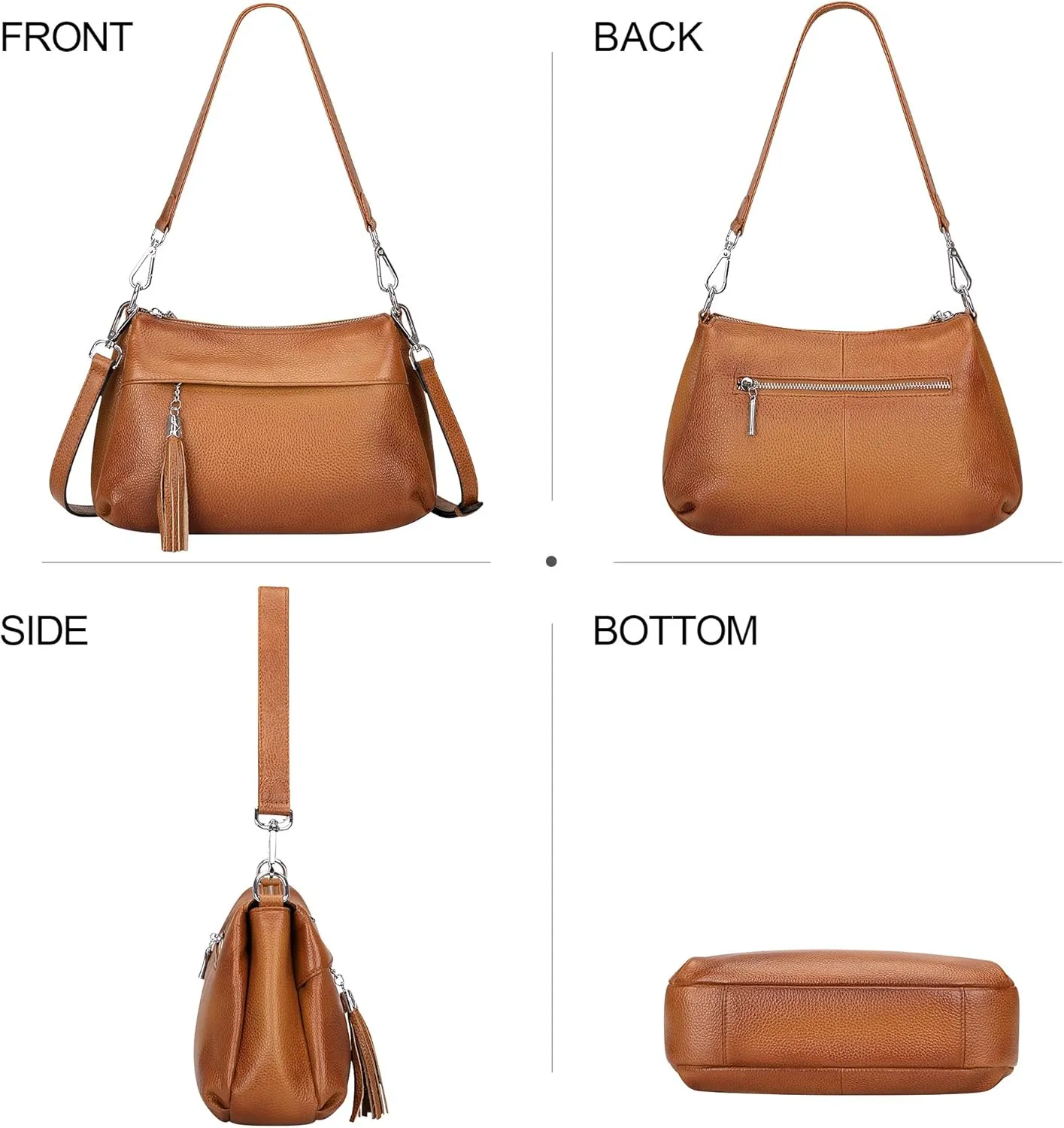 Over Earth Leather Handbags for Women Small Hobo Shoulder Bag Ladies Crossbody Purse