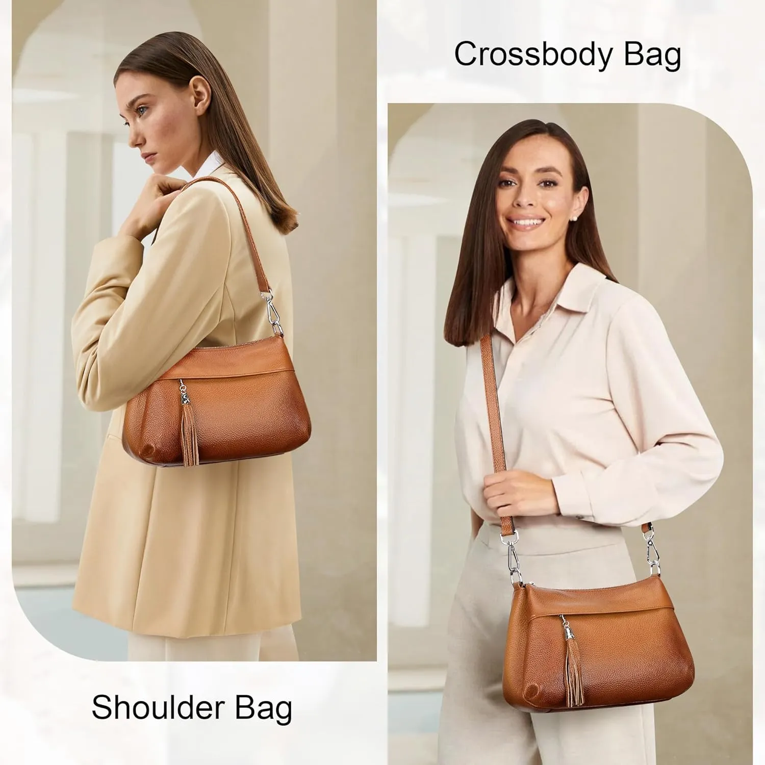 Over Earth Leather Handbags for Women Small Hobo Shoulder Bag Ladies Crossbody Purse