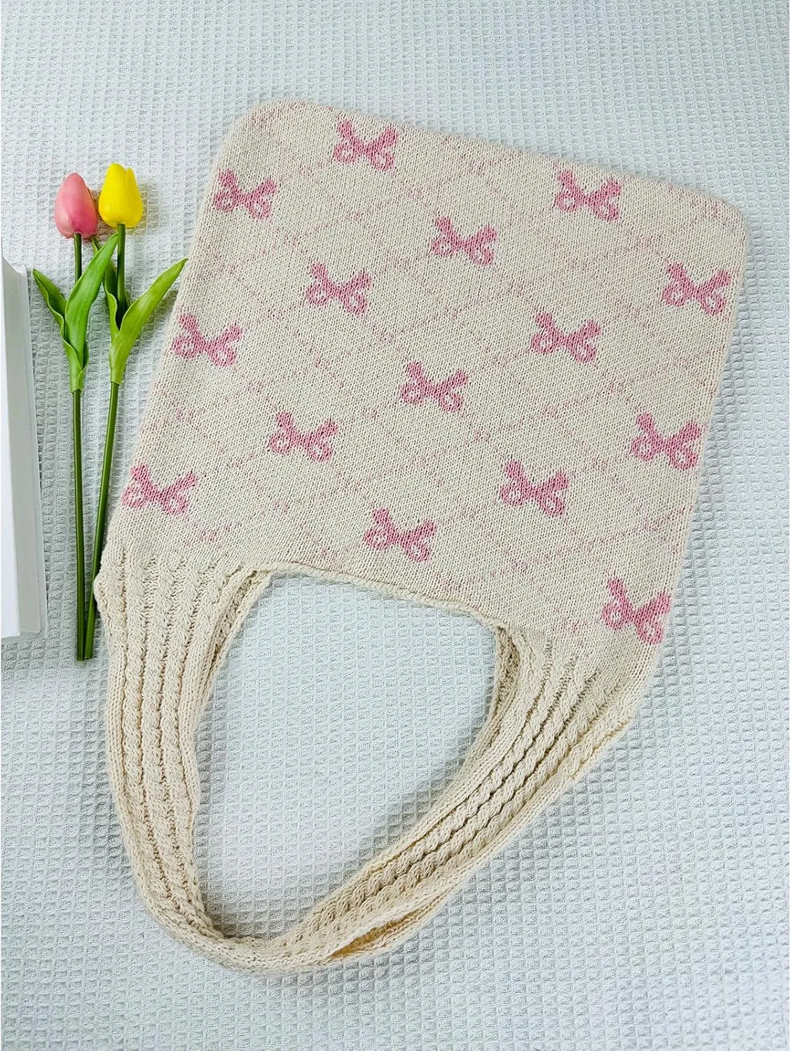 Ovida Crochet Tote Bag Mesh Beach Bag Fairycore Hobo Fairy Grunge Aesthetic Shoulder Bag Y2k Purse for Women Girls