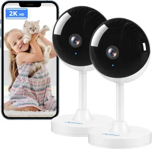 owltron Indoor Security Camera, 2K Cameras for Home Security with Motion Detection, Pet Cam & Baby Monitor with Night Vision, 2.4 GHz WiFi Two-Way Talk, Cloud/SD Storage, Works with Alexa