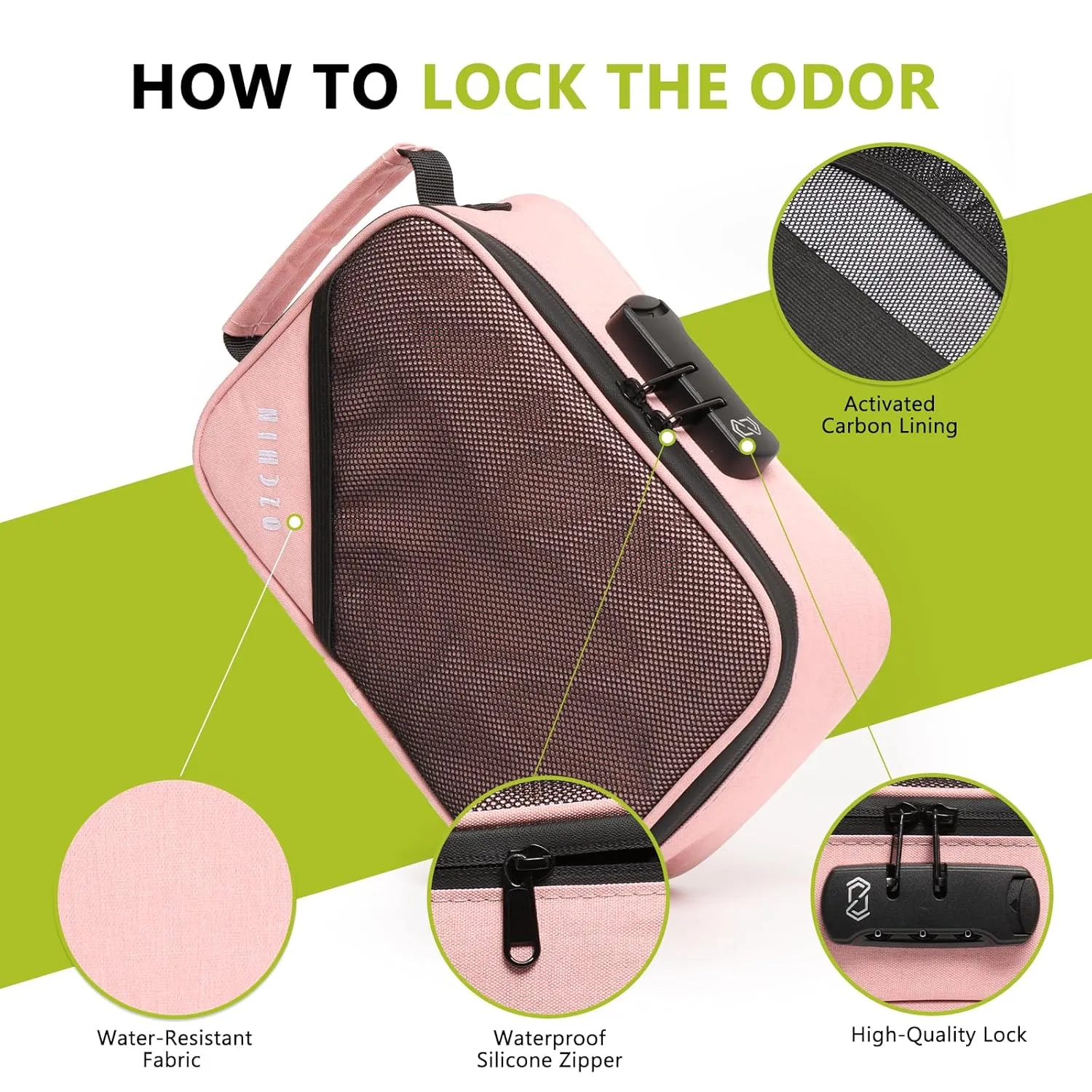 OZCHIN Smell Proof Bag with Combination Lock 9.5" x 6" x 3.5" File Organizer Case Container Medicine Lock Travel Storage Case Safe Bag for Documents and Valuables Storage