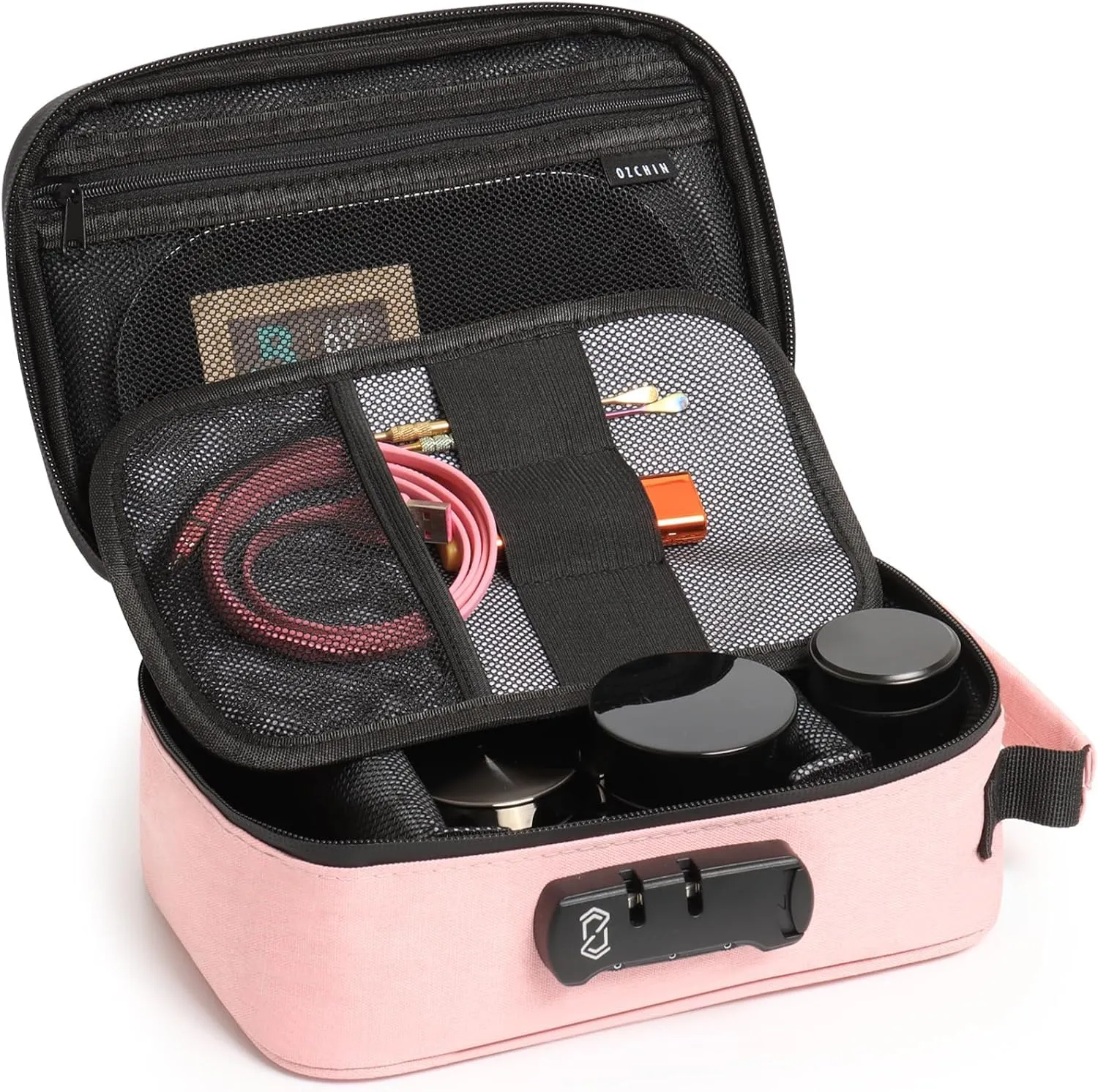 OZCHIN Smell Proof Bag with Combination Lock 9.5" x 6" x 3.5" File Organizer Case Container Medicine Lock Travel Storage Case Safe Bag for Documents and Valuables Storage