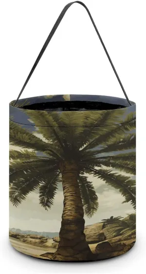 Palm Tree Tropical Halloween Tote Candy Bag Candy Basket Candy Bucket Gift Bag for Halloween Party