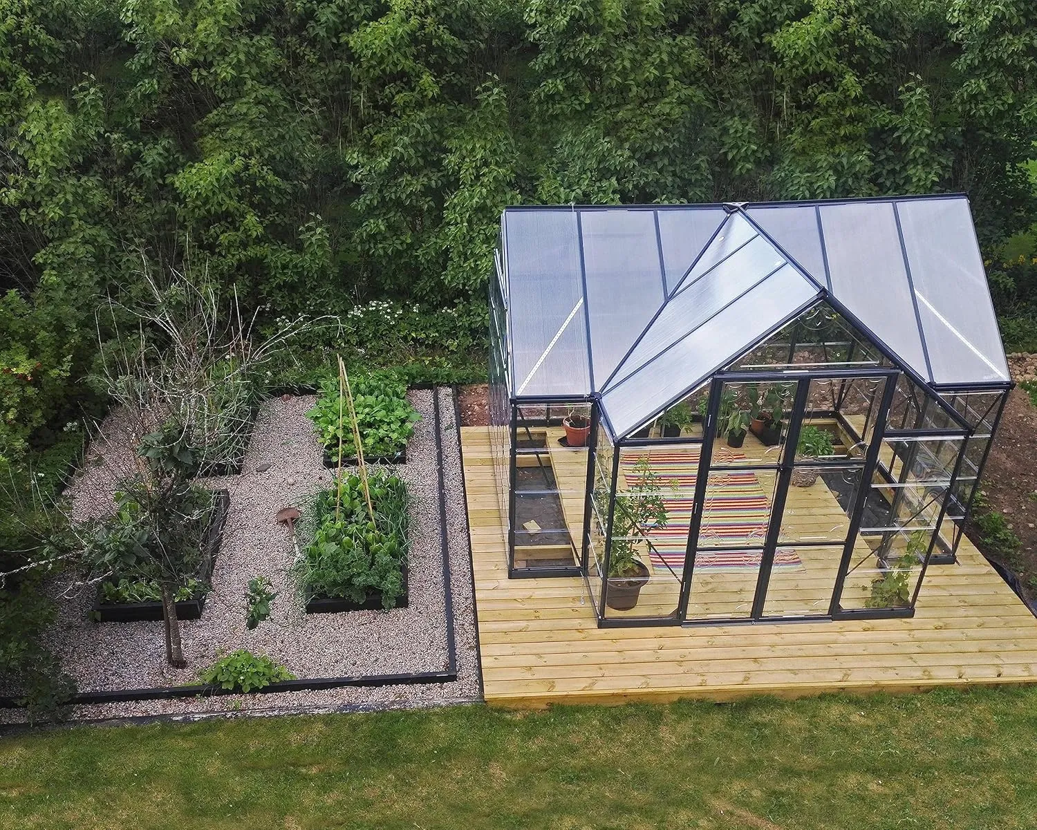 Palram - Canopia 12x10 Garden Solarium Greenhouse, UV Polycarbonate Outdoor Structure, Durable Aluminum Frame, Lockable Door, Roof Vent, Plants and Relaxation, Canopia Chalet (Gray)
