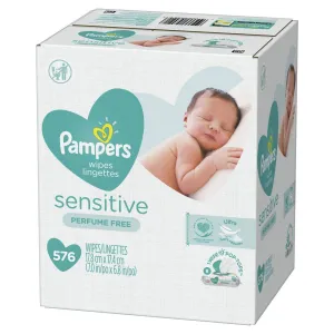 Pampers Baby Diaper Wipes Sensitive 9X Refill, 576 Count