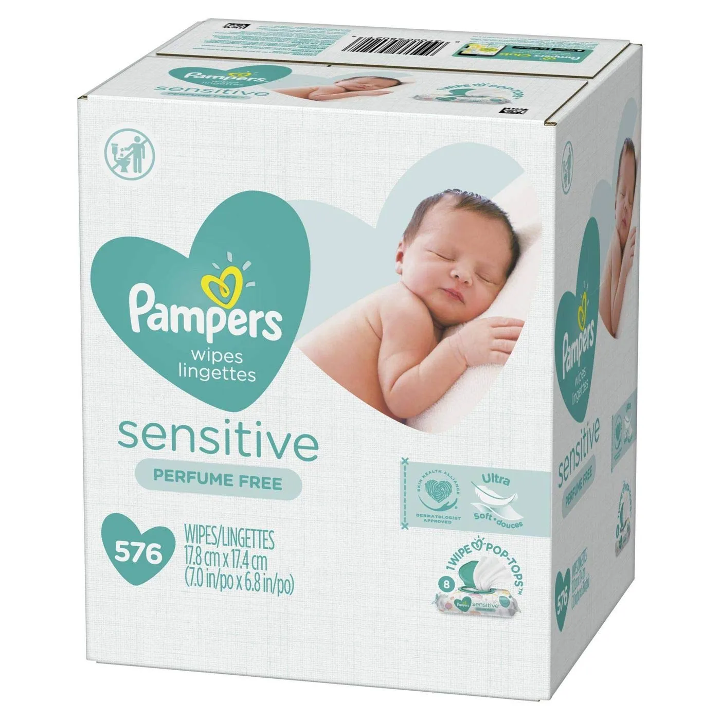 Pampers Baby Diaper Wipes Sensitive 9X Refill, 576 Count