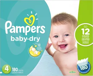 Pampers Baby Dry Diapers Size 4, 180 Count