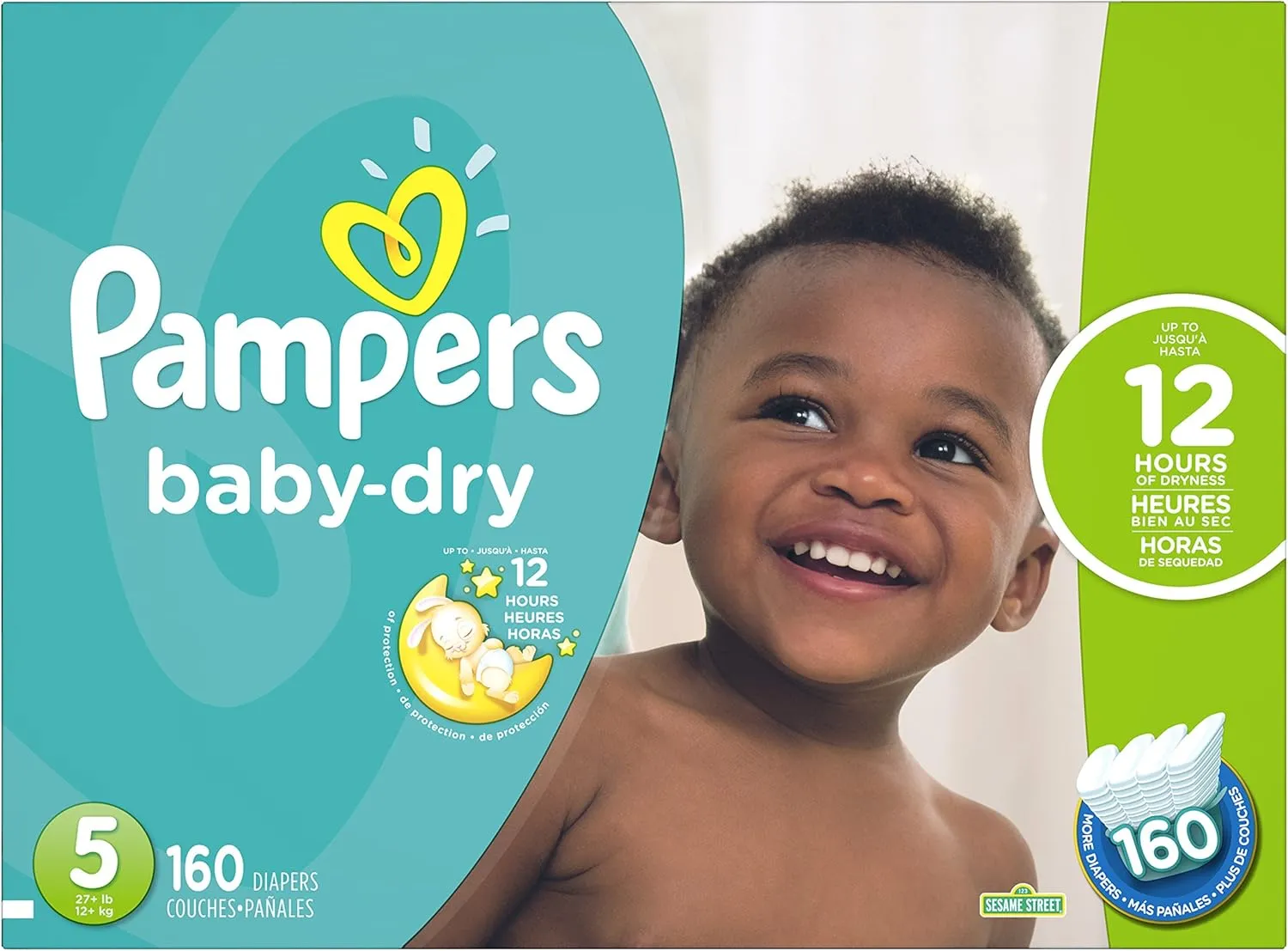 Pampers Baby-Dry Disposable Diapers Size 5, 160 Count, ECONOMY PACK PLUS