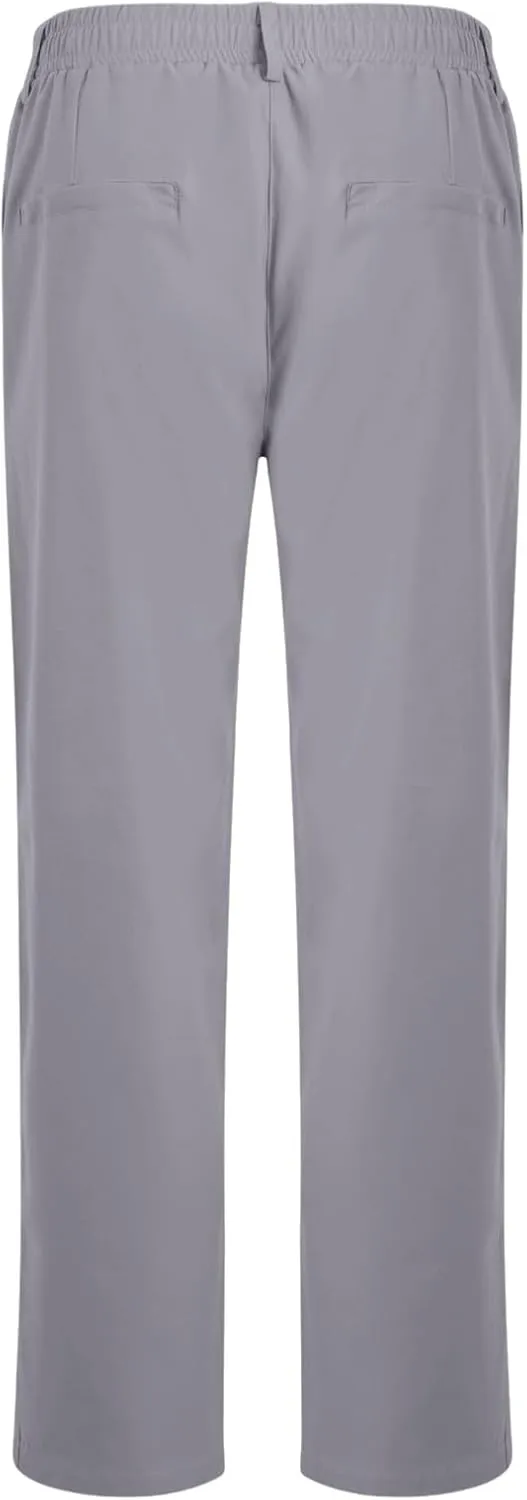 Pants for Men Casual Lightweight Relaxed Fit Chino Pant with Pocket Button Elastic Waistband Baggy Business Trousers