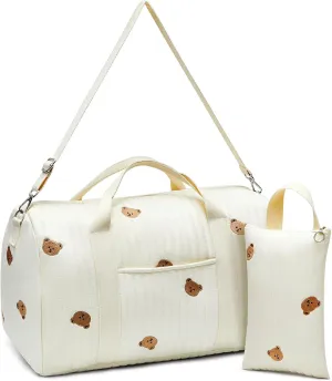 Paterr 2 Pcs Diaper Bag Tote Large Mommy Hospital with Cute Cotton Small Reusable Handbag Zip Closure Nappy Storage Pouch