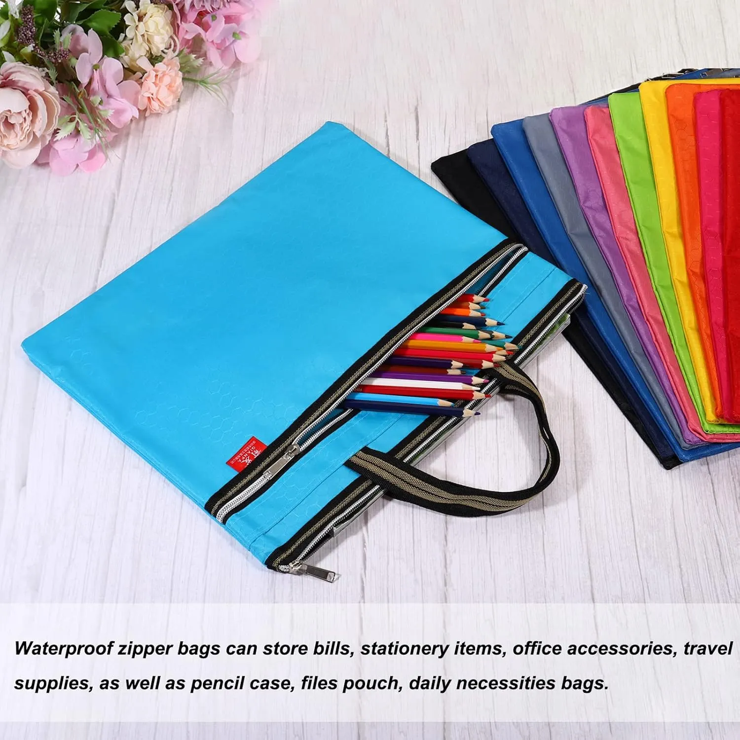 PATIKIL Waterproof Zipper File Bag, Documents Books Tools Storage Zip Pouch for Office Travel, Purple