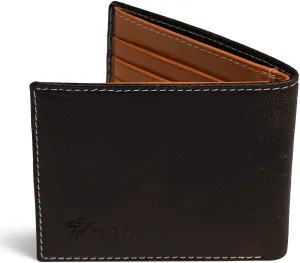 PEGAI Standard Leather Bifold Wallet For Men | Minimalist RFID Blocking Slim Wallet For Men With Credit Card Holder | Edward Italian (Brown & Mustard)