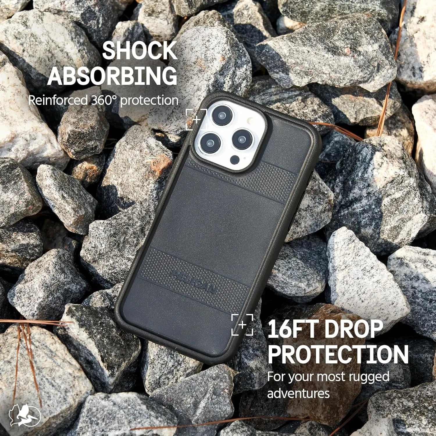Pelican Protector iPhone 16 Pro Max Case [Compatible with MagSafe] Rugged Magnetic Phone Case with 16ft Military-Grade Drop Protection - Heavy Duty Phone Cover for iPhone 16 Pro Max - Black