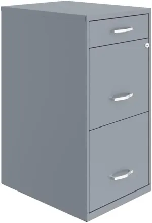 Pemberly Row 18" 3-Drawer Metal File Cabinet with Pencil Drawer in Gray