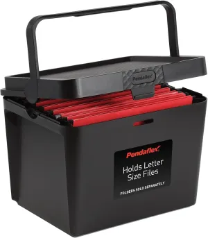 Pendaflex Portable File Box, Letter Size, Black, 14"" x 10.5" x 10.75"