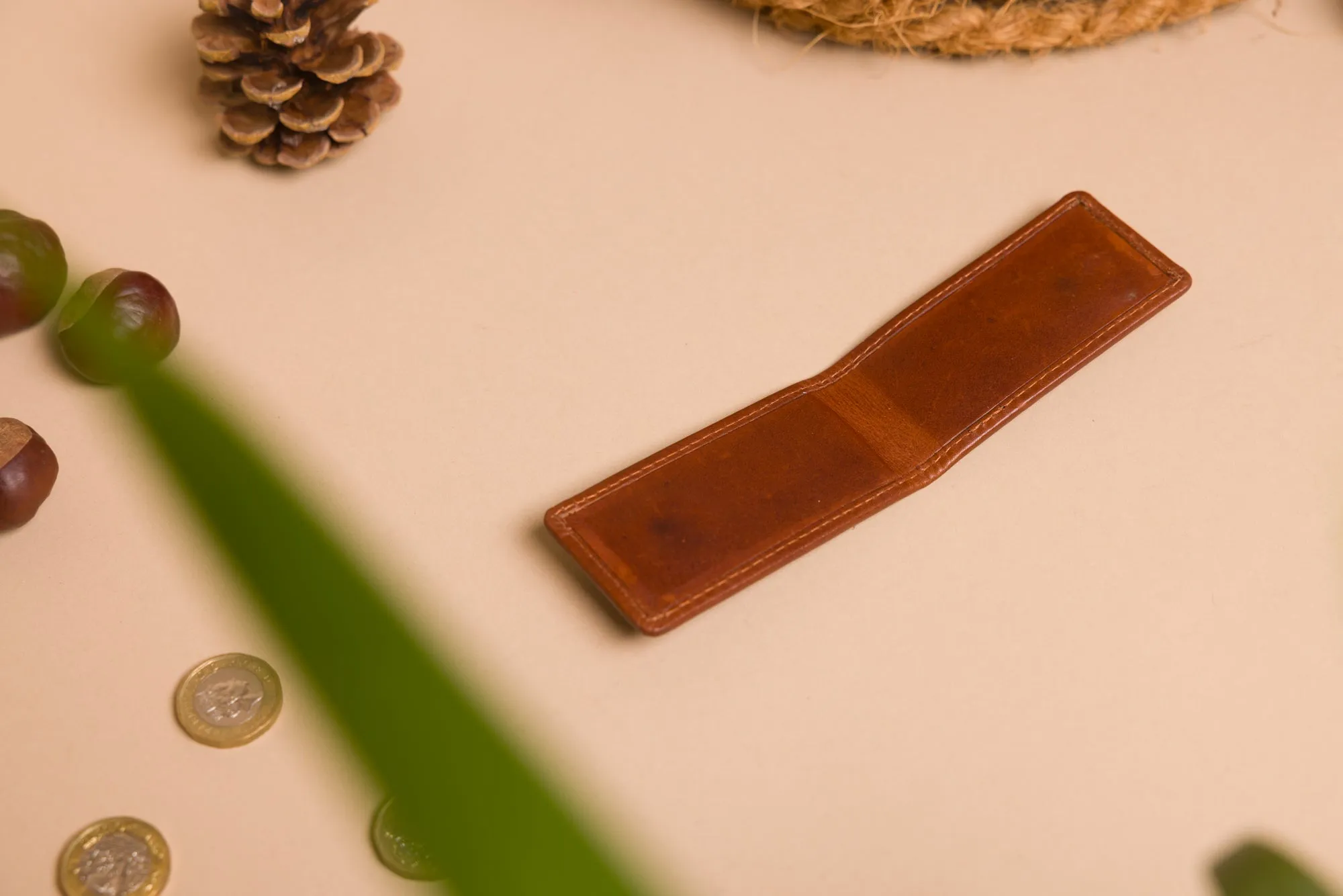 Personalised Engraved Cognac Leather Money Clip