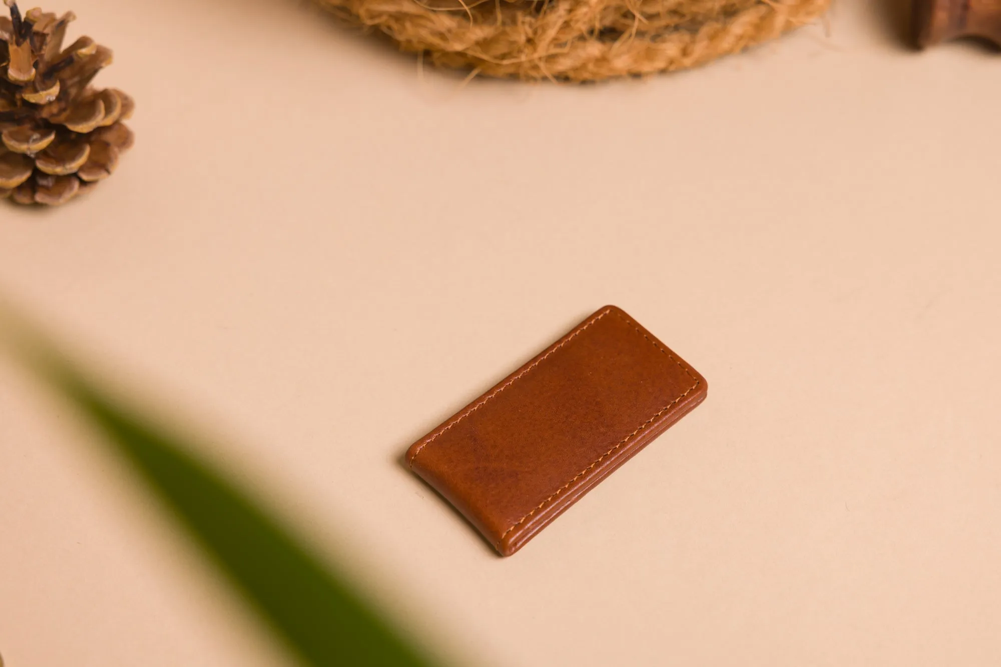 Personalised Engraved Cognac Leather Money Clip