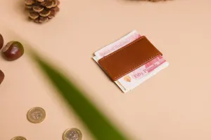Personalised Engraved Cognac Leather Money Clip