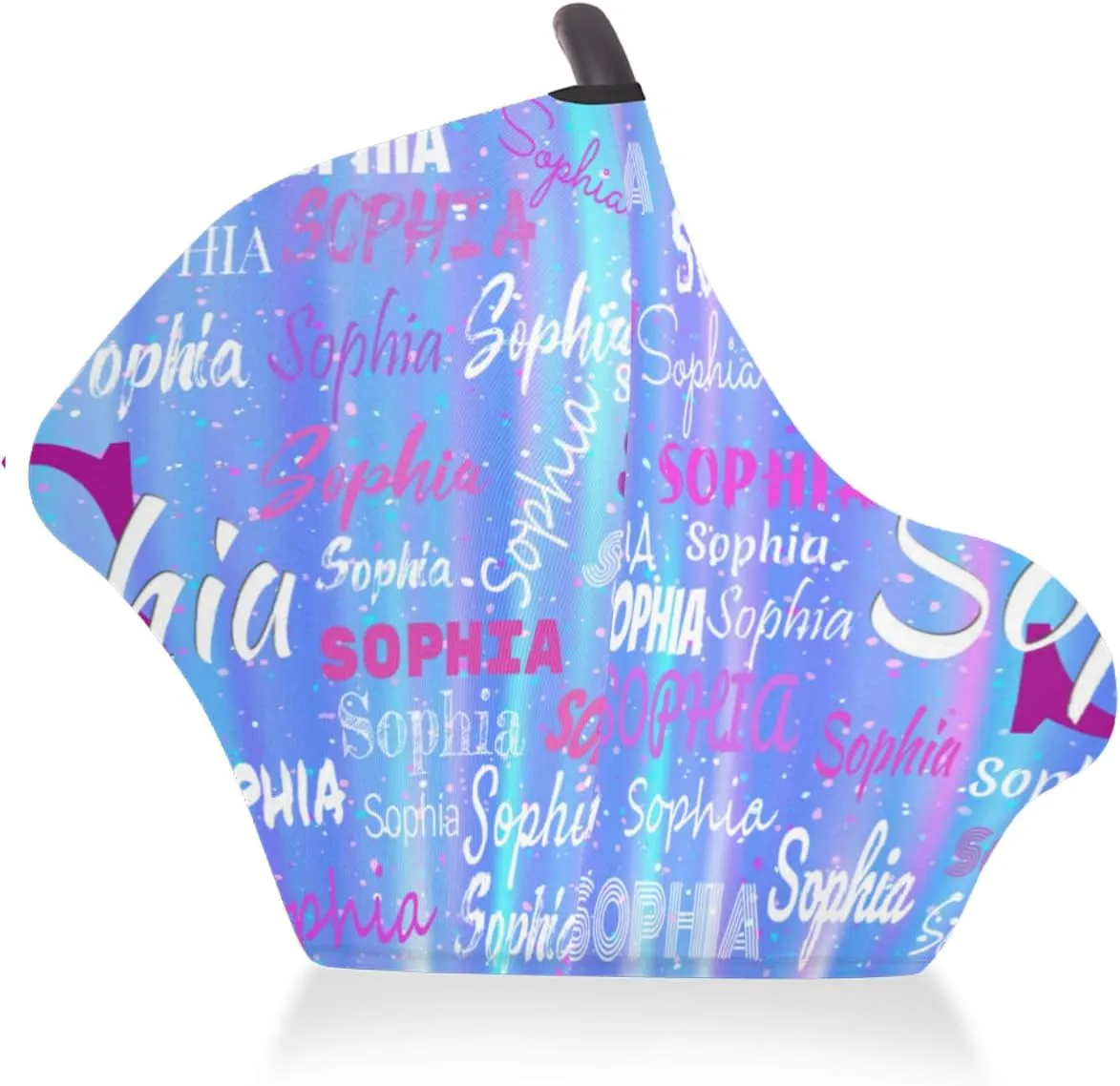 Personalized Baby Car Seat Canopy, Custom Name Baby Car Seats Covers for Boys, Nursing Breastfeeding Cover for Infant, Carseat Canopies for Newborn, Dream Light Blue Purple Stripe