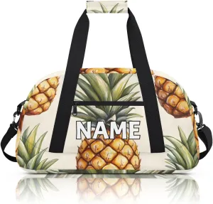 Personalized Custom Gym Bag for Women Men Carry on Tropical Pineapple Travel Duffel Tote Watercolor Fruit Overnight Workout Weekender Bag