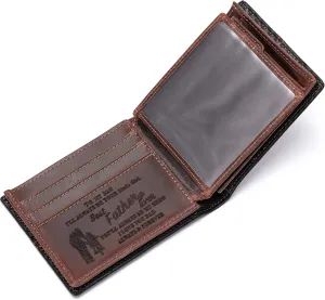 Personalized Engraved Leather Wallet for Dad from Daughter - Christmas Birthday Fathers Day Thanksgiving - I Love You - Men Custom Bifold Wallets for Him with Romatic Message