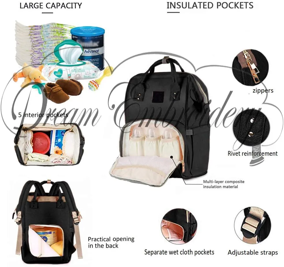PERSONALIZED Large Diaper Bag Knapsack Custom Diaper bag Monogram Backpack