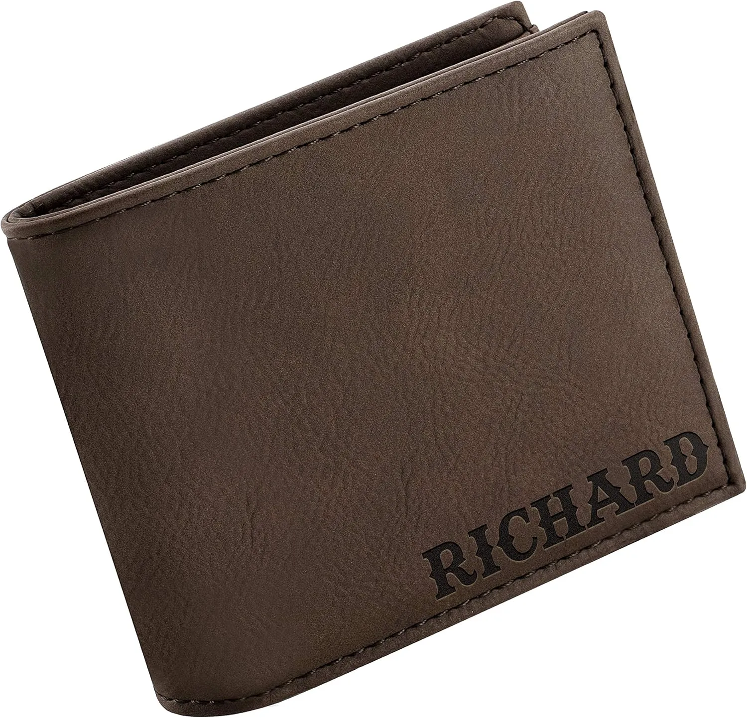 Personalized Leather Wallets for Men, Custom Engraved - 6 Colors & 19 Font Options - Father's Day Gifts