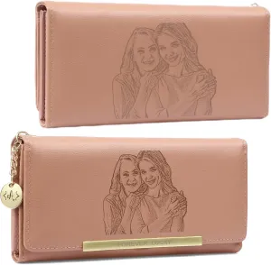Personalized Wallet for Women with Photo Name Women's Wallets: Custom Womens Wallets Leather - Womens Birthday Christmas Valentines Gift for Her Wife Girlfriend (Style B, Pink)