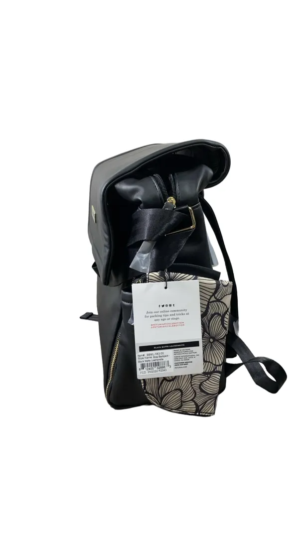 Petunia Pickle Bottom Boxy Backpack Diaper Bag, Black Matte Leatherette