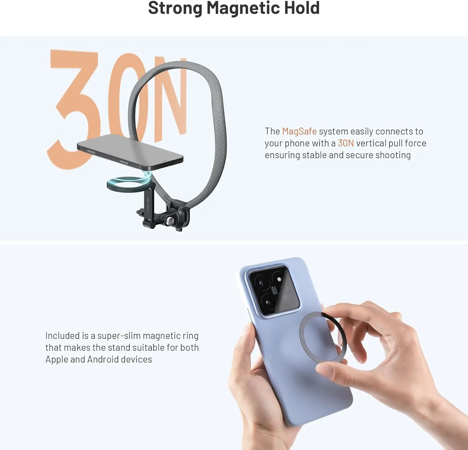 PGYTECH CapLock Magnetic Smartphone Neck Mount, Cell Phone Holder for iPhone 15/14/13 Seires and Android Phones, Hand Free POV/Vlog Selfie Mount for DJI, Gopro and Insta360 Action Cameras