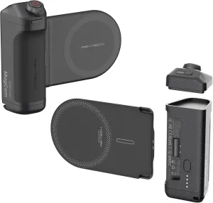 PGYTECH MagCam Phone Grip Kit, 3-in-1 Mobile Phone Grip with MagSafe Wireless Charging/Detachable Bluetooth Remote, Built in Powerbank, Phone Stand, Classic Black