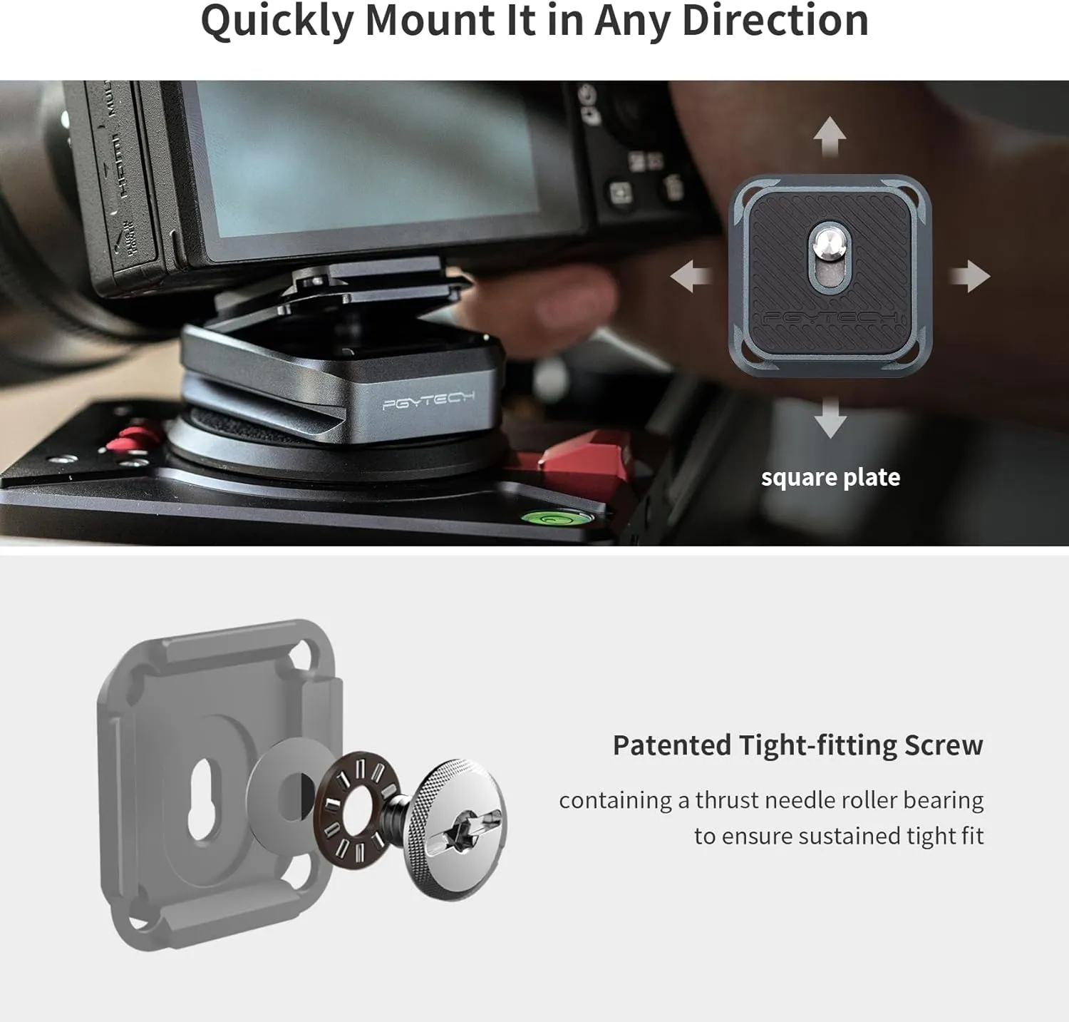 PGYTECH Quick Release Plate  Adapter w/Arcac-Swiss Interface Camera Quick Release Plate Mount for Sony/Nikon/Fuji/DJI Quick Setup Mount w/ 1/4" to 3/8" Screw Thread Gimbles Sliders Tripods Adapter