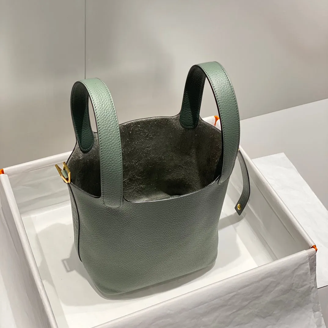 picotin lock grass green togo leather gold hardware