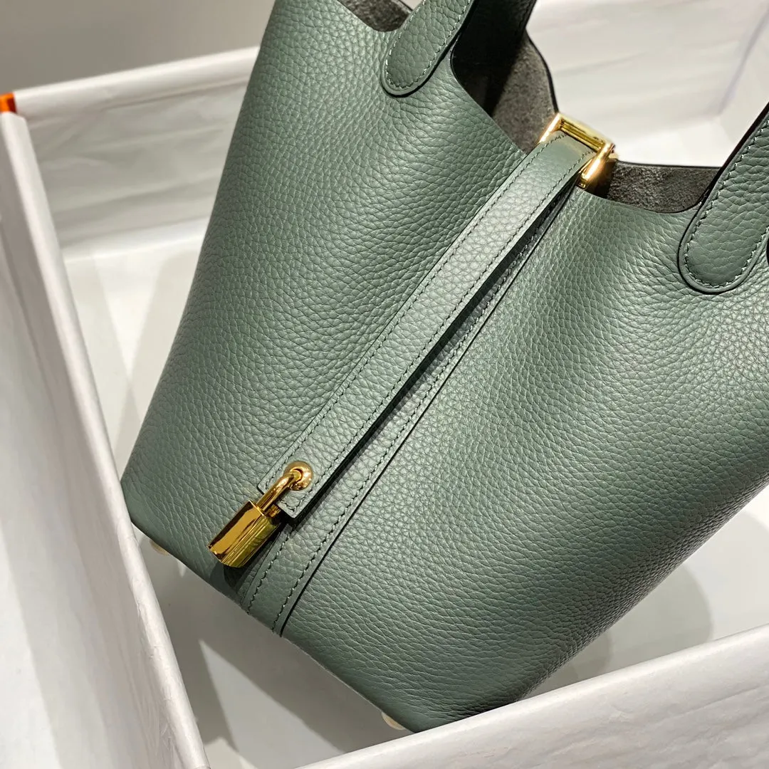 picotin lock grass green togo leather gold hardware